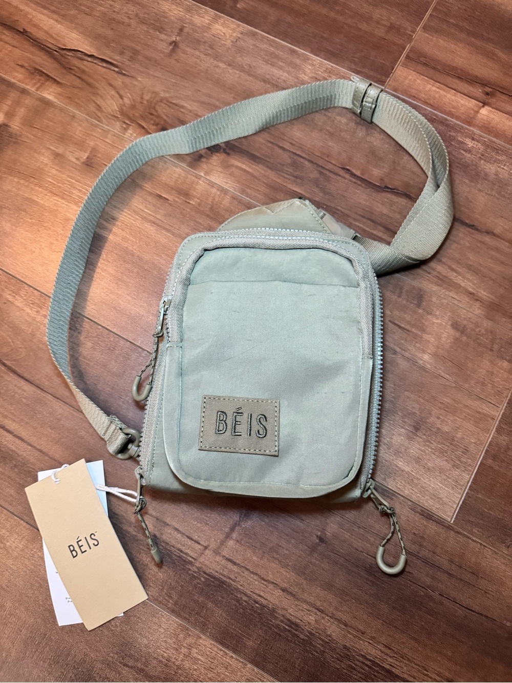 BEIS Sage Green Compact Crossbody Bag